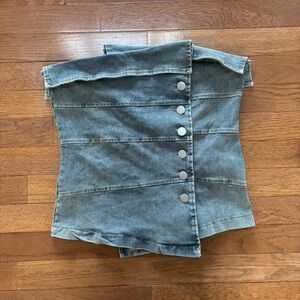 Y2K Denim Strapless Button Front Corset Top
